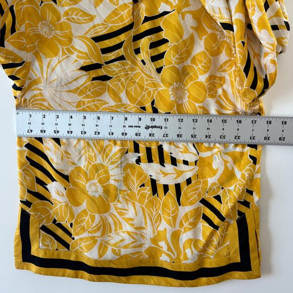 Vintage Julie Frances Yellow Abstract Silk Midi Skirt Long Sleeve Top Set Size 6 - Picture 7 of 16